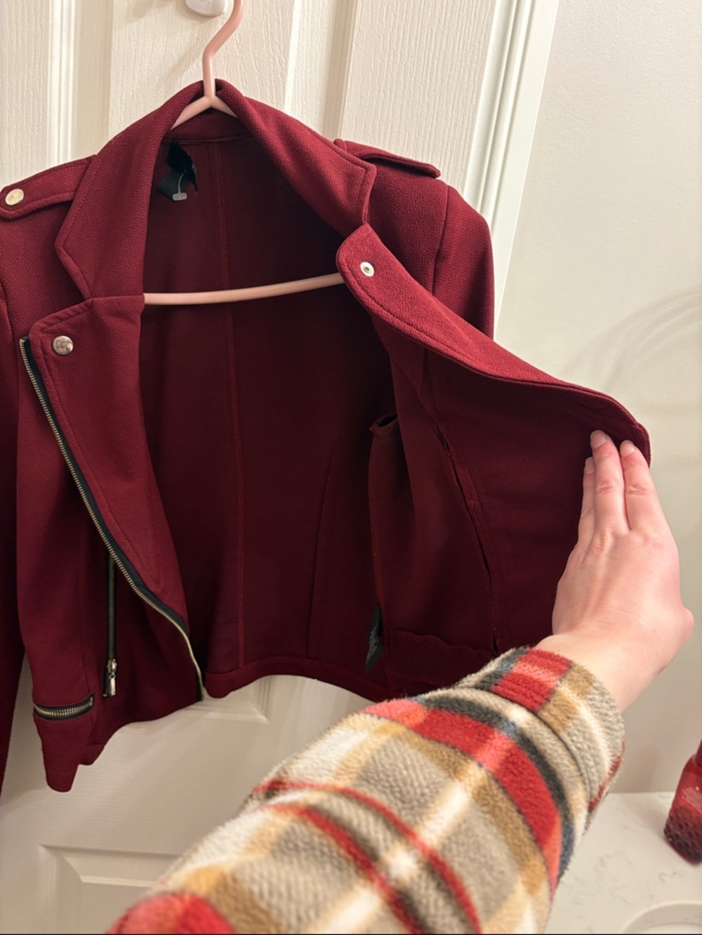 Source Unknown Burgundy Moto-Style Jacket - Picture 4 of 4